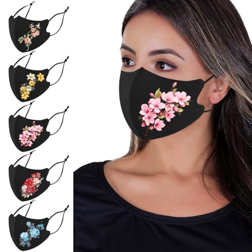 OMG Decor Fantasy Floral Pattern Cloth Face Masks,Adjustable Face Masks for Women,Resuable Face Mask,A3