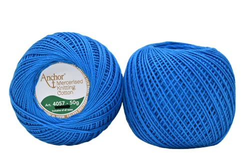 Image of Anchor Mercerised Premium Knitting Crochet Cotton Thread Yarn Balls for Knitting, Weaving, Embroidery and Craft Making Fast Color (Pack of 2 Rolls) (Shade no. 410)