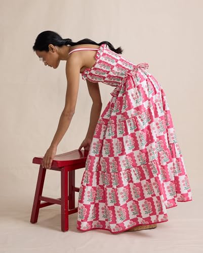 Image of Y2k Patchwork Floral Maxi Dress Boho Flowy Ruffle Tiered Summer Dress Cute Beach Smocked Long Sundresses for Women