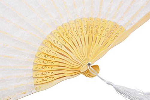 Meifan Womens Multi Color Handmade Cotton Lace Folding Hand Fan (White) #TOP5