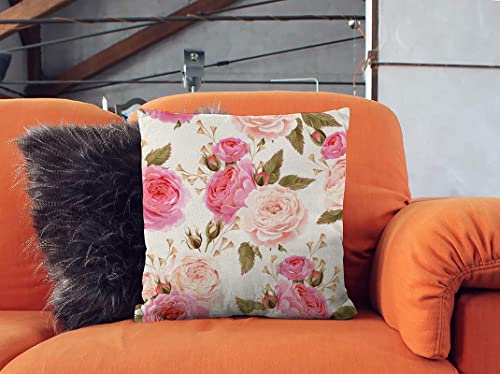Cuppqq Throw Pillow Covers Watercolor Roses Flower Pillow Cover Square Pillow Case Cushion For Home Decor Sofa Couch 18X18 Inch Pillowcase #TOP2