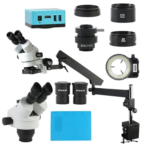 Microscope UHD 4K IMX334 HDMI Video Camera 3.5X - 90X Articulating Arm Pillar Clamp Zoom Simul Focal Industrial Trinocular Microscope(D)
