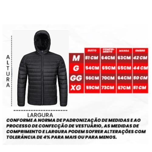Jaqueta Puffer Bobojaco Corta Vento Nylon Frio Reforçada TAMANHO G