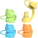 Giichen Soft Sip Food Pouch Top - BPA Free Pouch Tops for Baby Prevent Spills, Led Weaning, Self Feeding, Protects Childs Mouth, 100% Food Grade Silicone Food Pouch Lids - 4 CT