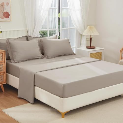Image of Andency Oversized King Comforter Set Wheat 120x98-7 Pieces Boho Tassel Bed in a Bag Soft Lightweight Bedding Sets, Fringe All Season Bed Set with Comforter, Sheets, Pillowcases & Shams