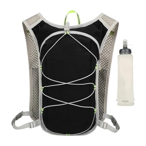 Mochila de agua para correr, mochila de hidratación reflectante, con bolsa de botella suave de 500 ml, correa de hombro ajustable para gimnasio, camping, viajes, esquí, fitness, montañismo