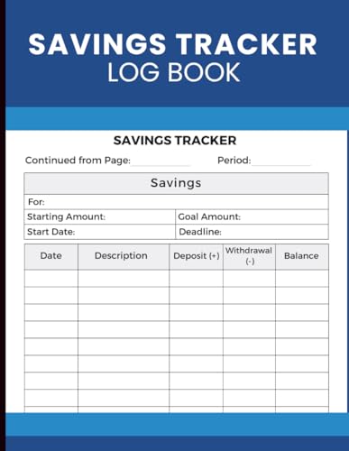 Savings Tracker Log Book: Money Management Ledger to Track Savings Goals, Monitor Deposits and Withdrawals, and Maintain Balance Records