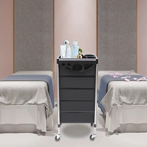 Foto von Acesunny Friseurwagen Arbeitswagen Edelstahl Rollwagen mit 5 Schubladen Rollcontainer Kosmetikwagen Arbeitswagen Rollwagen Beautywagen für Friseursalons