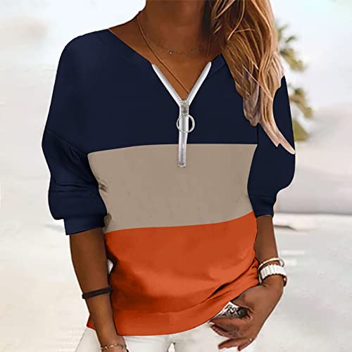 Moletom feminino casual outono inverno sem capuz gola com zíper manga longa stiped pulôver blusa blu