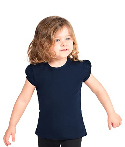 Image of Lilax Girls Short Puff Sleeve Cotton T-Shirt, Toddler & Little Girls Top | 95% Cotton Puff Sleeve Tee; Crewneck, Short Sleeve; Toddler & Girls Sizes 2T-12; for School, Play & Everyday; Machine Wash