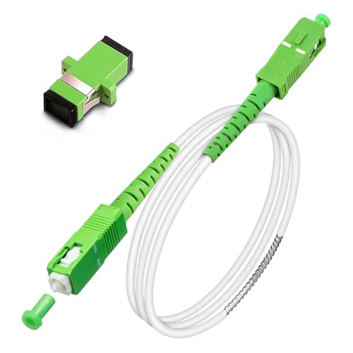 Fiber Optic Internet Cable, SC/APC to SC/APC, Armored Single Mode Patch Cable, Singlemode Simplex Fiber Optic Jumper Optical Patch Cord - SIMPLEX - 9/125um - OS1/OS2 Compatible, LSZH White, 1m