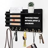 Kenvary Key Holder Rack for Wall, Entryway Hook with Shelf, Mail Organizer with Chalkboard, Rustic Mail Organizer with Mirror, Easy Installation