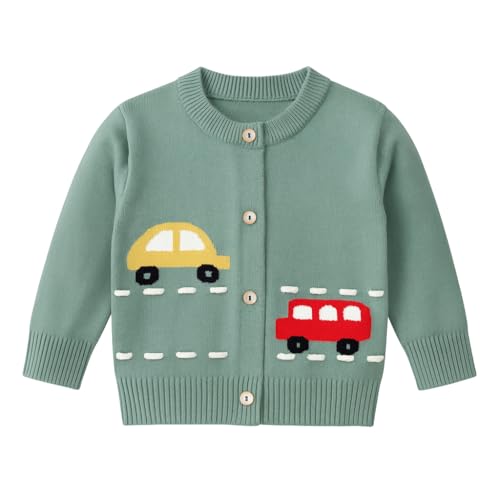 Image of Bold N Elegant Knitted Car Cardigan Sweater for Infant Toddler Baby Boys n Girls | Warm Woolen Front Open Winter Sweater for Kids Infant Toddler Kids