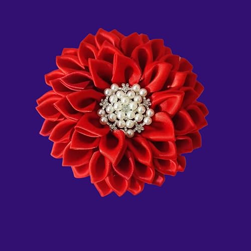 Image of Red 4.5 inch Sorority Paraphernalia Flower Brooch Pin for Women, Greek Organization, Delta Sigma Theta Sorority Inspired for D9 Events, Conferences, Luncheons, J13, National Sorority of Phi Delta Kappa (NSPDK) lapel pin