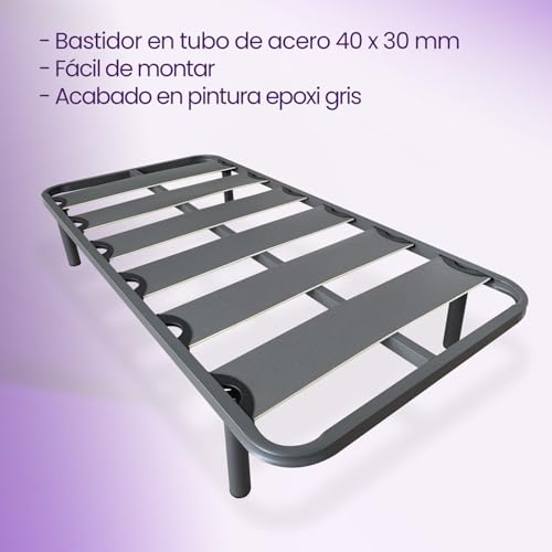 Miniatura 3 de Mattfy - Somier De Láminas Anchas Reforzado Anti - Ruido Estructura 40x30 Mm Con Juego De Patas Roscadas, Gran Estabilidad Y Robustez, 90x190
