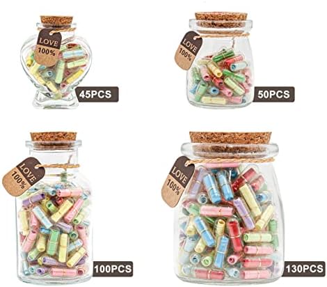 Capsule Letters Message in a Bottle GlassCapsule Message for Boyfriend/GirlfriendLove Letter for Valentines Day,Birthday, (Mixed Color 50PCS)