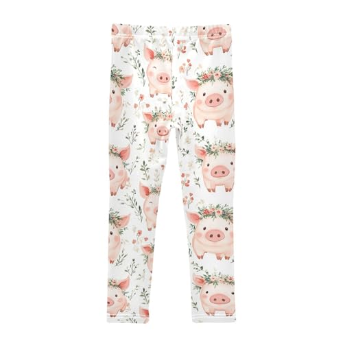 Pigs Wreaths Girls' Leggings Toddler Doodles Cute Kids Yoga Pants Dance Active Tights 4T2