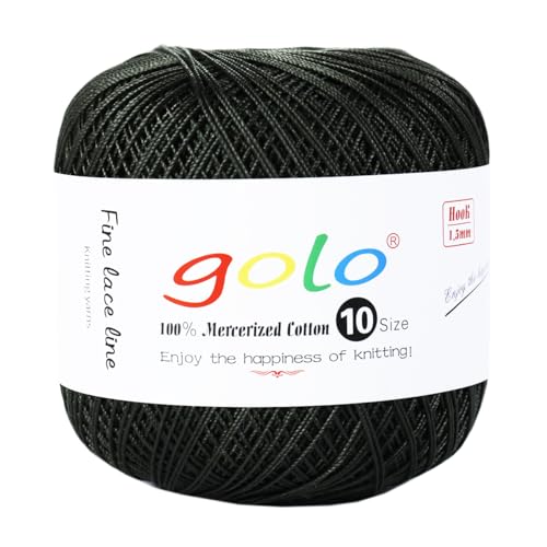 Image of golo Crochet Thread Size10 Yarn for Hand Knitting Crochet Yarn Black Green 233