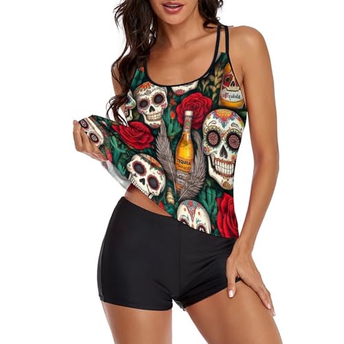 Women's Bikini Bathing Suits Two Piece Swimwear with Skirt Flowy Swimsuits2