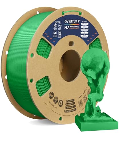 OVERTURE PLA Plus (PLA+) Filament 1.75mm, Stronger & More Durable, Professional Toughness 3D Printer Filament, 1kg (2.2lbs), Cardboard Spool, High Precision +/- 0.02mm (Green)