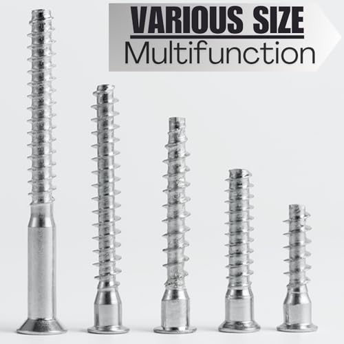 Confirmat Screws, M5 x 50mm 20 PCs, Hex Socket Drive Countersunk Furniture Connecting Self-Tapping Screw Set Carbon Steel Zinc Plated