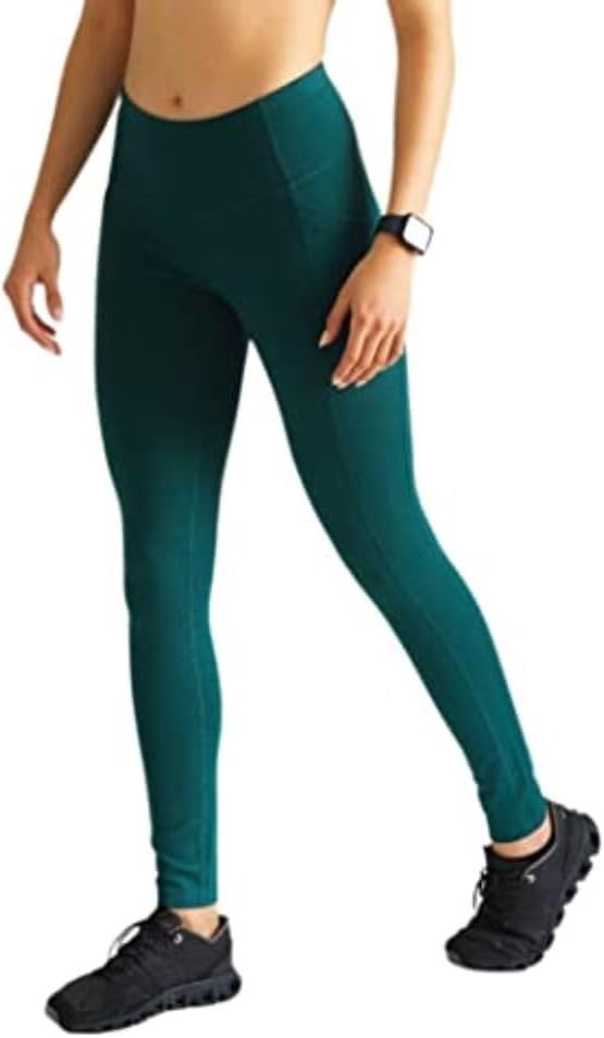 IBEX Women's Lizzi Wool Leggings with Pockets | Tummy Control Compression Yoga Pants for Women | Thermal High Waist Workout Leggings for Outdoor, Hiking, Running & Travel | Evergreen (X-Small)