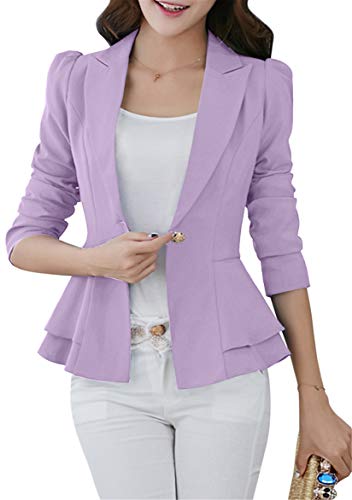 TYQQU Women's Work Office Button Down Blazer Business Loose Fit Long Sleeve Blazer