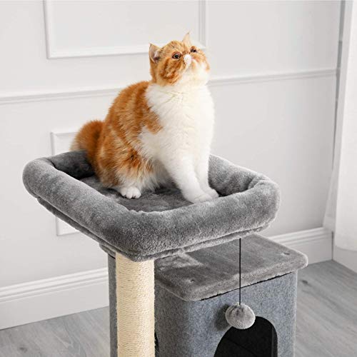 Lesure Cat Tree For Large Cat - Cat Tower For Indoor Cats With Scratching Post And Platform, Multi-Level Pet Play House Stable Kitty Furniture, 34 Inches Tall, Grey #TOP2