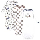 Touched by Nature Infant Boys Organic Cotton Gowns, Camping Animals, 0-6 Months