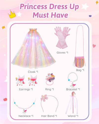 Anpro Princess Dress Up Clothes Cape, Light Up Girls Costume Cape4