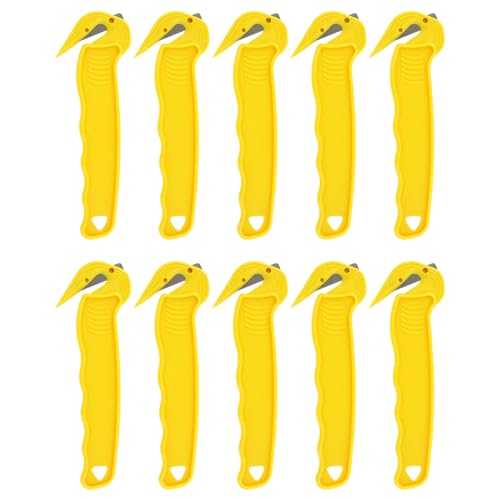 Thorntons Office Supplies Disposable Film Cutter Sharp & Durable Steel Blade Safe and Efficient Cutting Design for Shrink Wrap Stretch Wrap Tape and Plastic Straps Yellow (10)