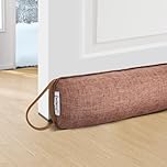 fowong Draught Excluder for Doors, 97 x 10 cm Heavy Duty Under Door Draft Excluder, Air Door Draft Stopper Blocks Drafts & Noise, Soundproof & Energy Efficient - Coffee