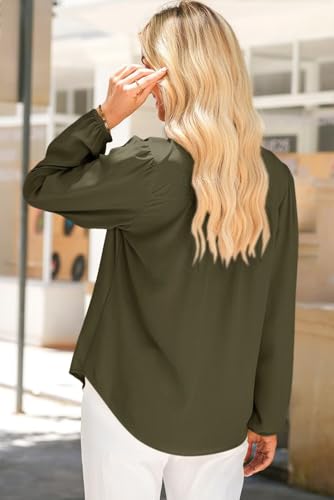 Dokotoo Womens Tops Blouses for Women Dressy Casual Button Down Shirts V Neck Long Sleeve Shirts Business Work Blouses4