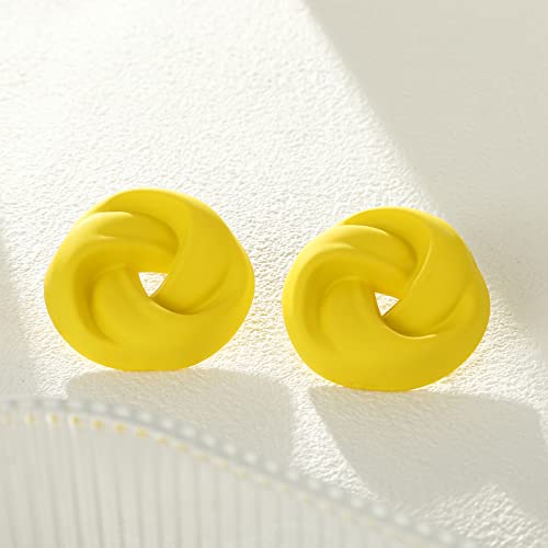 Ruoffeta Acrylic Love Knot Stud Earrings, Candy Color Statement Earrings For Women Girls(Yellow) #TOP2