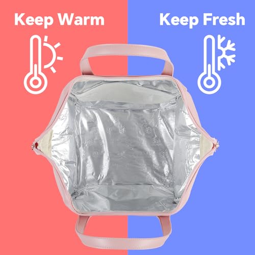 Meibooch WCB-240319 Insulated Lunch Bag For Women, Portable Leakproof Cooler Bag Pu Leather Lunchbox Lunch Tote Bags thumb #3