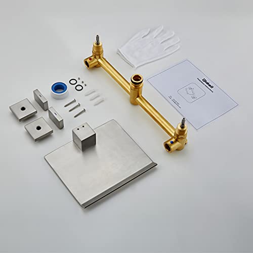 Qinkell Wall Mount Tub Faucet Waterfall Roman Tub Filler 2 Handles Brushed Nickel Bathroom Tub Faucets With High Flow Rate #TOP6