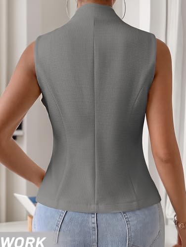 Image of Mina Self Women's 2026 Summer Lightweight Knit Vest Top - Breathable Stretchy Floral Trendy Casual Work Office Slim Waistcoat