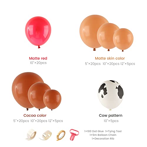 Komiikka Farmhouse Balloon Garland Kit, 119Pcs Red Cocoa Cow Printed Balloons With 16Ft Strip For Farm Party, Western Cowboy Themed Birthday, Baby Shower, Bridal Shower Decorations #TOP1