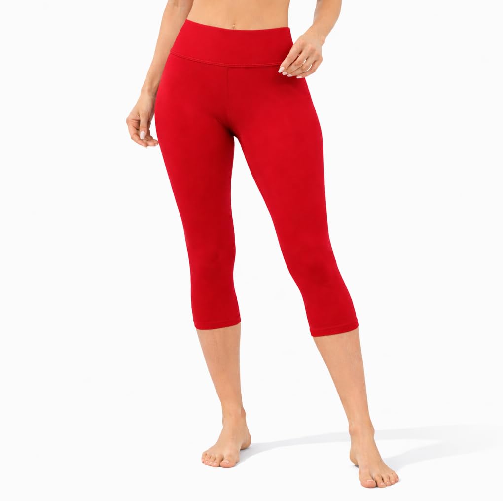 rzlecort Women's High Waist Capri Leggings, Black, Cotton Blend, Tight Fit for Yoga, Cycling, Gym and Swimming-picture-18