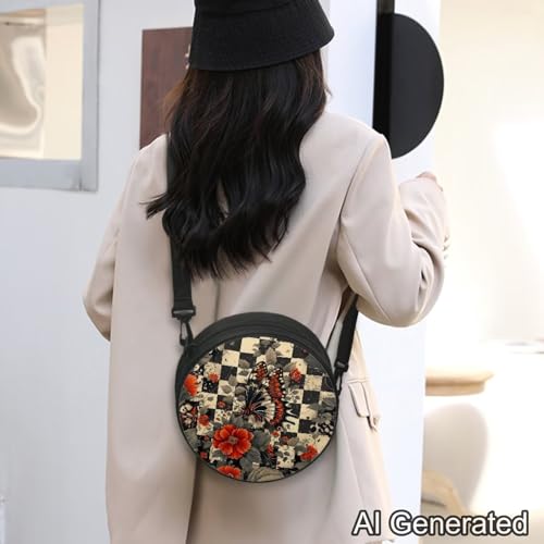 Image of Women Novelty Round Clock Shape Zippered Clock Purses for Women Tote Handbag Shoulder Bag, Gift for Mom Girlfriend
