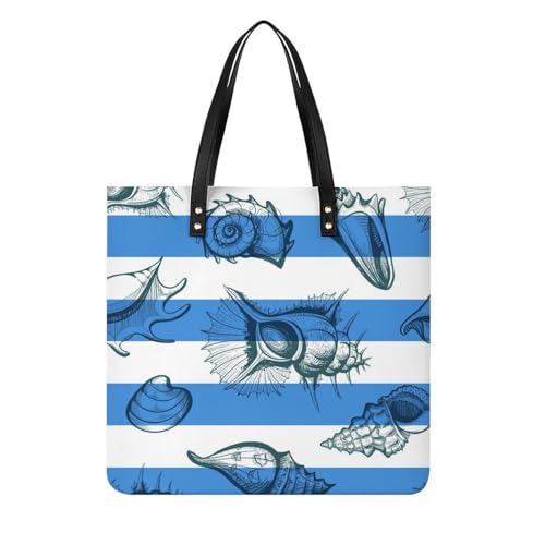 Sac à bandoulière conque bleue et blanche le tote bag idéal pour vos journées de voyage