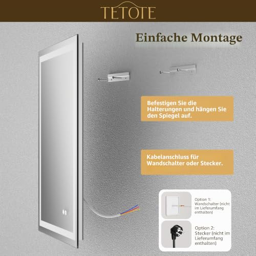 TETOTE Badspiegel mit Beleuchtung 90x90cm - Badezimmerspiegel Beleuchtet – Ansicht 7