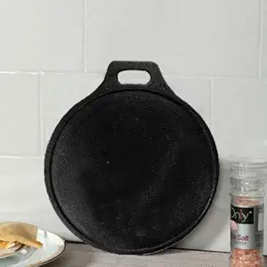 Damurhu Cast Iron Tawa Roti Chapati Dosa Kallu Tava Induction Friendly Non-Stick, 12 Inch, Black