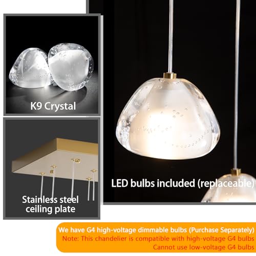 Image of Crystal Chandeliers for Living Room Dining Room Light LED Pendant Lights Fixtures Lighting Chandelier for Foyer Entrance Gold