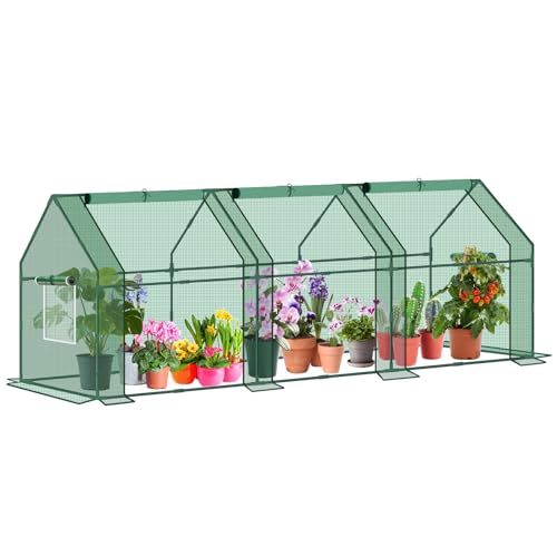 Mini Greenhouse for Outdoor,Portable Small Tunnel Greenhouses for Outdoors with Roll up Zipper Door for Protecting Plant (PE, 95" x 36" x 36")