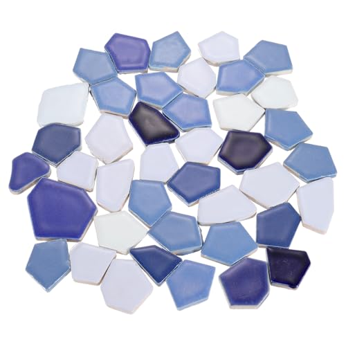 QUARKZMAN 500G/1.1Lb Azulejos de Mosaico de Cerámica Irregulares, 2.3-4.2 cm Azulejos de Mosaico de Cerámica Manchados a Granel Piezas de Mosaico de Piedras, Azul Mezclado