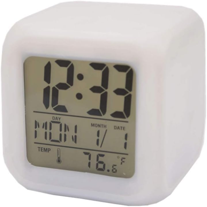 Colorful Electronic Clock Alarm Wake Up Easy Setting Digital LED Night Light - Best Gift for Kids