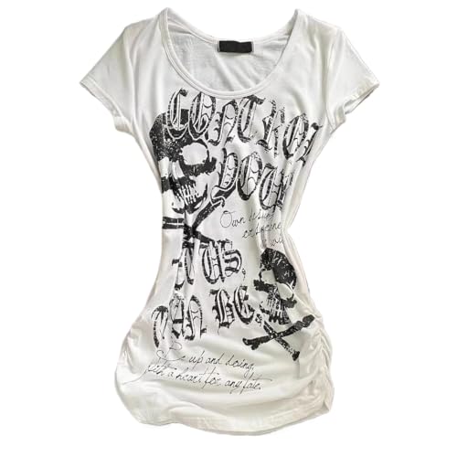 Y2K Grunge T-Shirt Vintage Skull Star Graphic Baby Tee Alt Punk