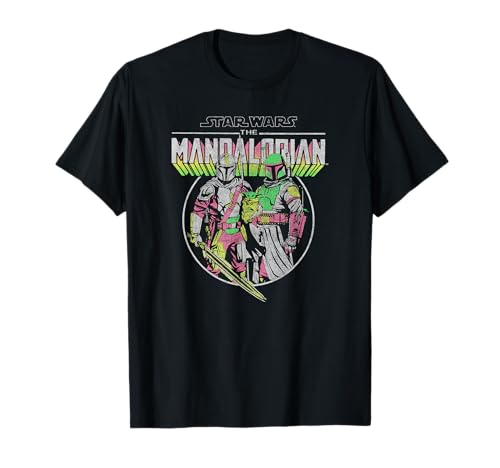 T-shirt Mandalorian Star Wars avec armure néon pour fan de pop culture