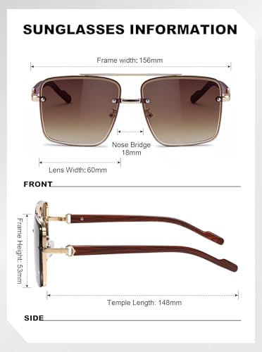 Image of Classic Mens Sunglasses Fashion Gold Frame Shades for Men UV 400 Protection Sunnies(7563)